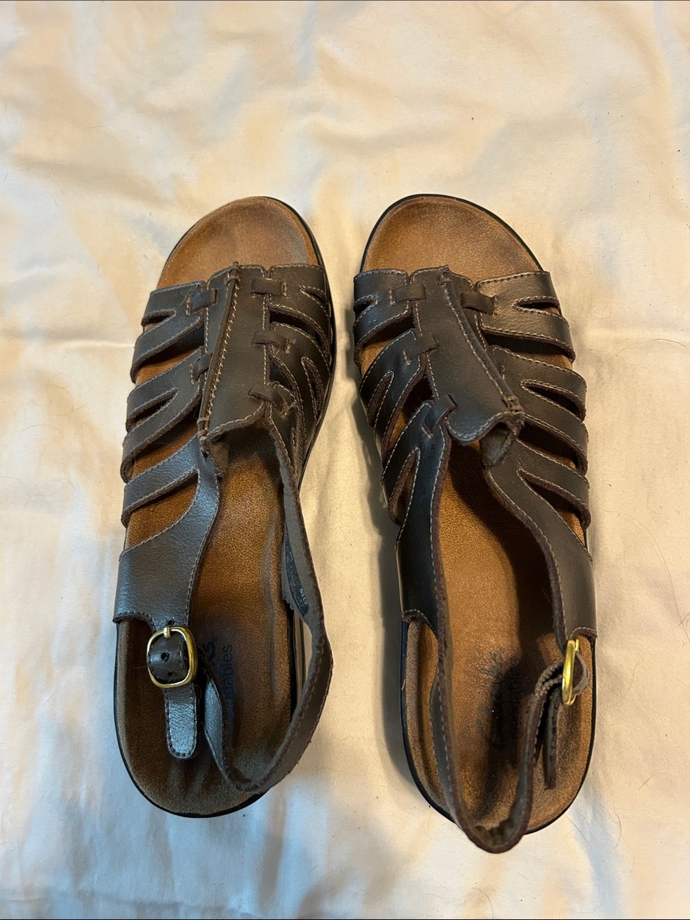 Clarks Bronze Leather Women's Strappy Slingback Sandals